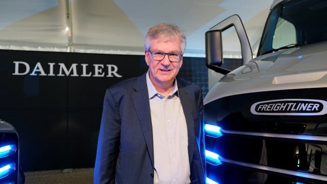 Martin Daum, Chef der Daimler-Lastwagensparte, stellt Elektro-Lastwagen der Marke Freightliner vor. Martin Daum, Chef der Daimler-Lastwagensparte, stellt Elektro-Lastwagen der Marke Freightliner vor.