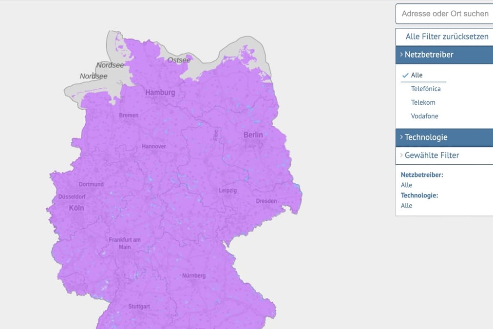 Netz-Karte: Bundesnetzagentur zeigt, wo man Handy-Empfang hat