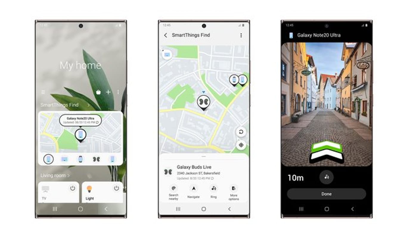Smart-Things-Find-App von Samsung: Das Programm bietet von der Positionskarte bis hin zur Annäherungssuche verschiedene Funktionen.