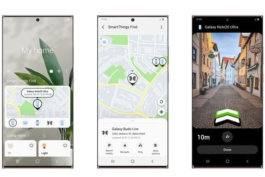 Smart-Things-Find-App von Samsung: Das Programm bietet von der Positionskarte bis hin zur Annäherungssuche verschiedene Funktionen.