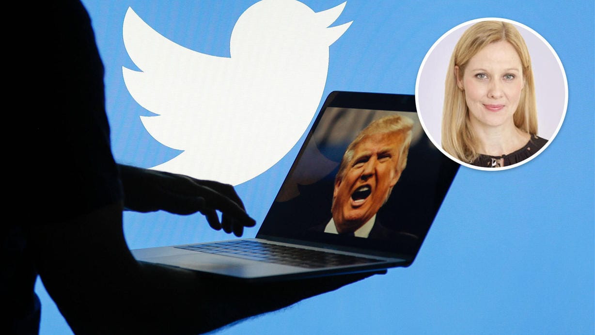 Ein Laptop mit Donald Trump und Twitter-Logo im Hintergrund: Wenn Trump die Wahl verliert, hat er immer noch Twitter.