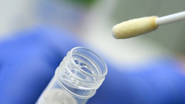 Ein Abstrich für das Testverfahren auf das Coronavirus Ein Abstrich für das Testverfahren auf das Coronavirus