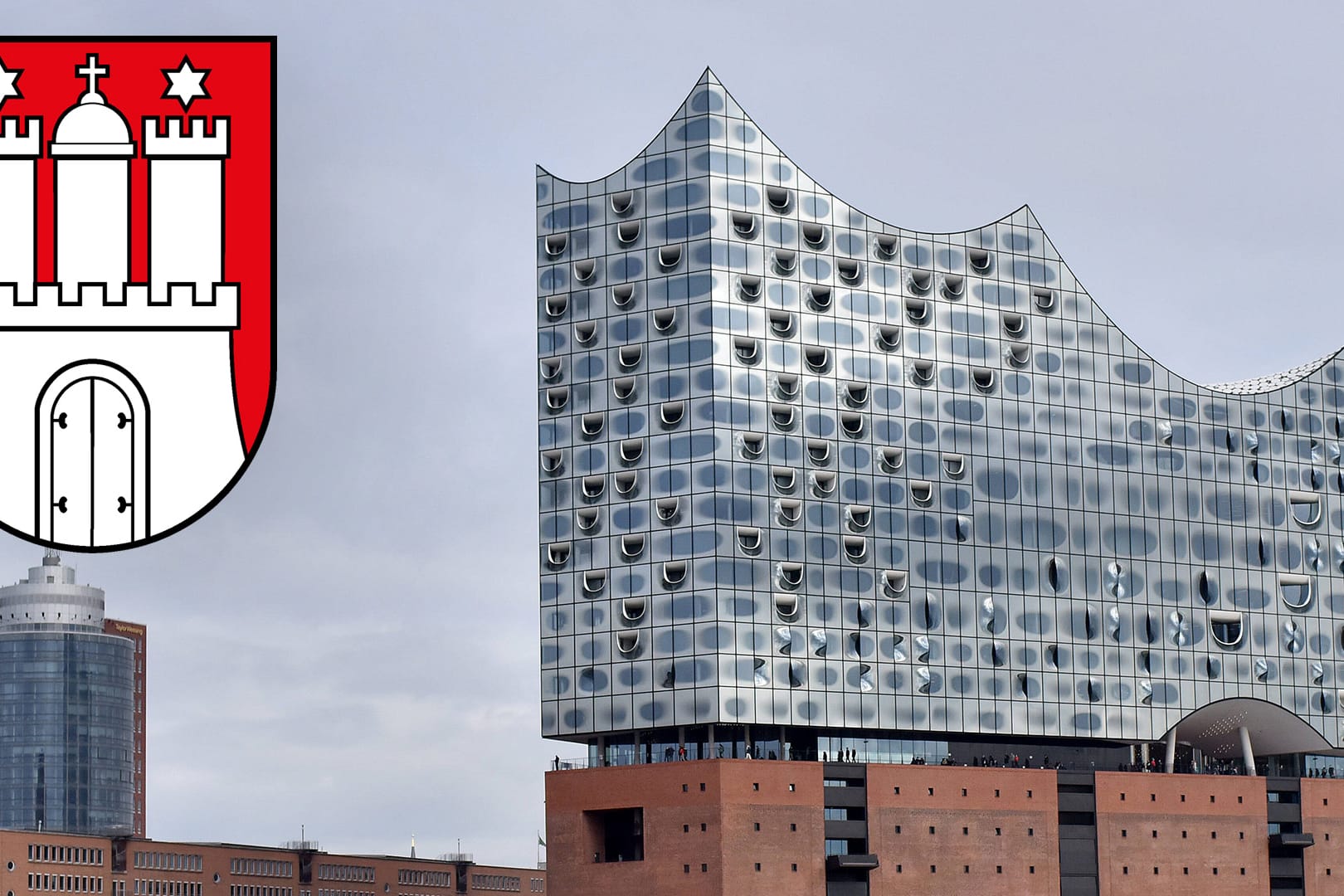 Elbphilharmonie und Wappen