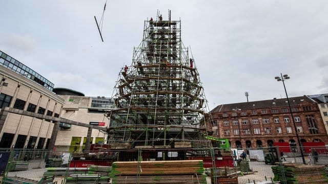 Aufbau-Stopp für riesigen Weihnachtsbaum in Dortmund