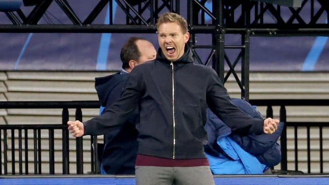 Trainer Julian Nagelsmann von Leipzig jubelt über den Sieg.