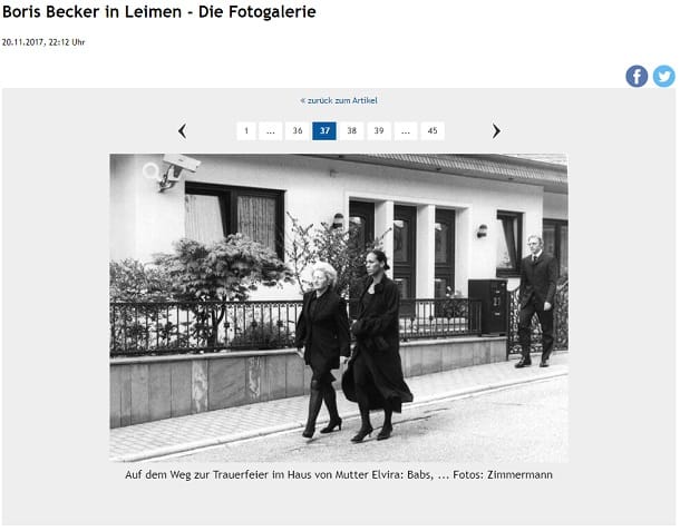 Die Rhein-Neckar-Zeitung zeigt hier ein Bild von Boris Becker und schreibt, es handle sich im Hintergrund um das "Haus von Mutter Elvira".