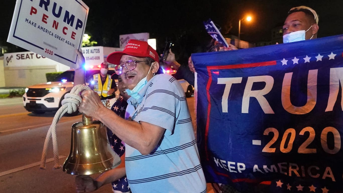 Trump-Anhänger feiern in Little Havana in Florida: Der US-Präsident konnte – entgegen dem landesweiten Trend – in Florida viele Latinos für sich gewinnen.