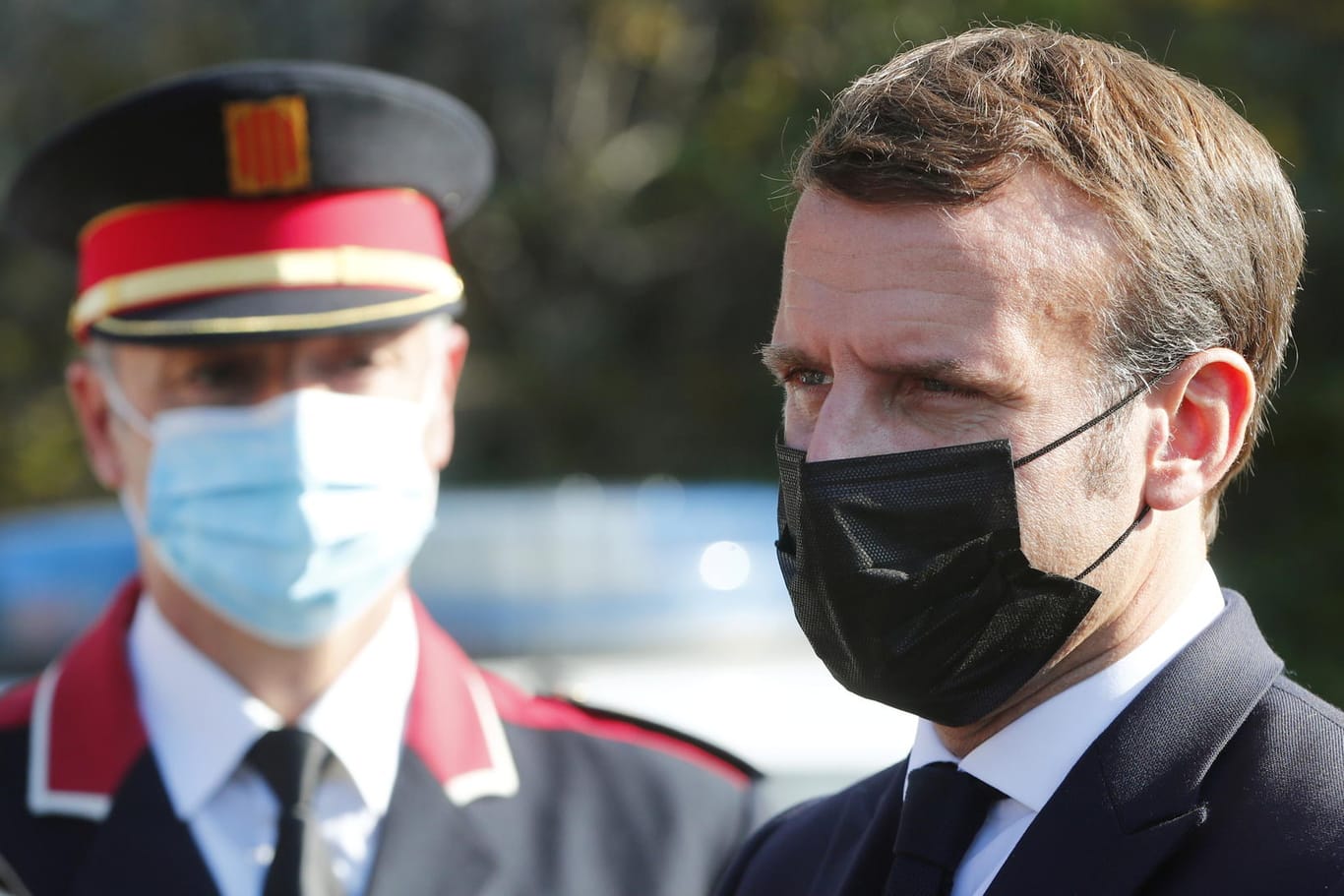 Emmanuel Macron: Frankreichs Präsident besuchte die Grenze zu Spanien.