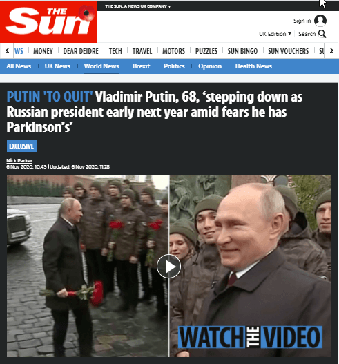 The Sun: Putin stehe vor dem Rücktritt, behauptet die Boulevard-Zeitung. Ferndiagnosen und eine fragwürdige Quelle präsentiert das Blatt dafür.