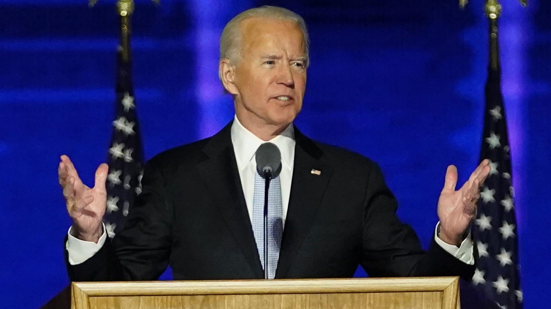 Joe Biden: Der gewählte Präsident spricht zum ersten Mal in seinem Heimatort Wilmington.