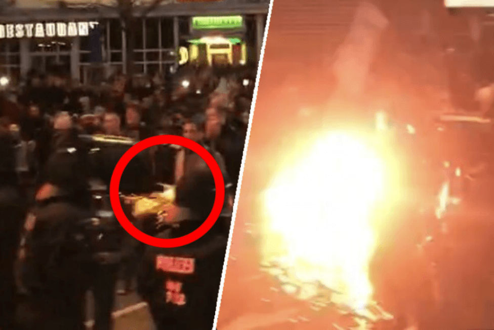 "Querdenken"-Kundgebung in Leipzig: Demo-Teilnehmer ließen sich nach der Auflösung auch von Polizeiketten nicht aufhalten. Als die überforderte Polizei den Weg frei machte, schoss ein Teilnehmer mit Pyrotechnik aus wenigen Metern auf einen Polizisten.