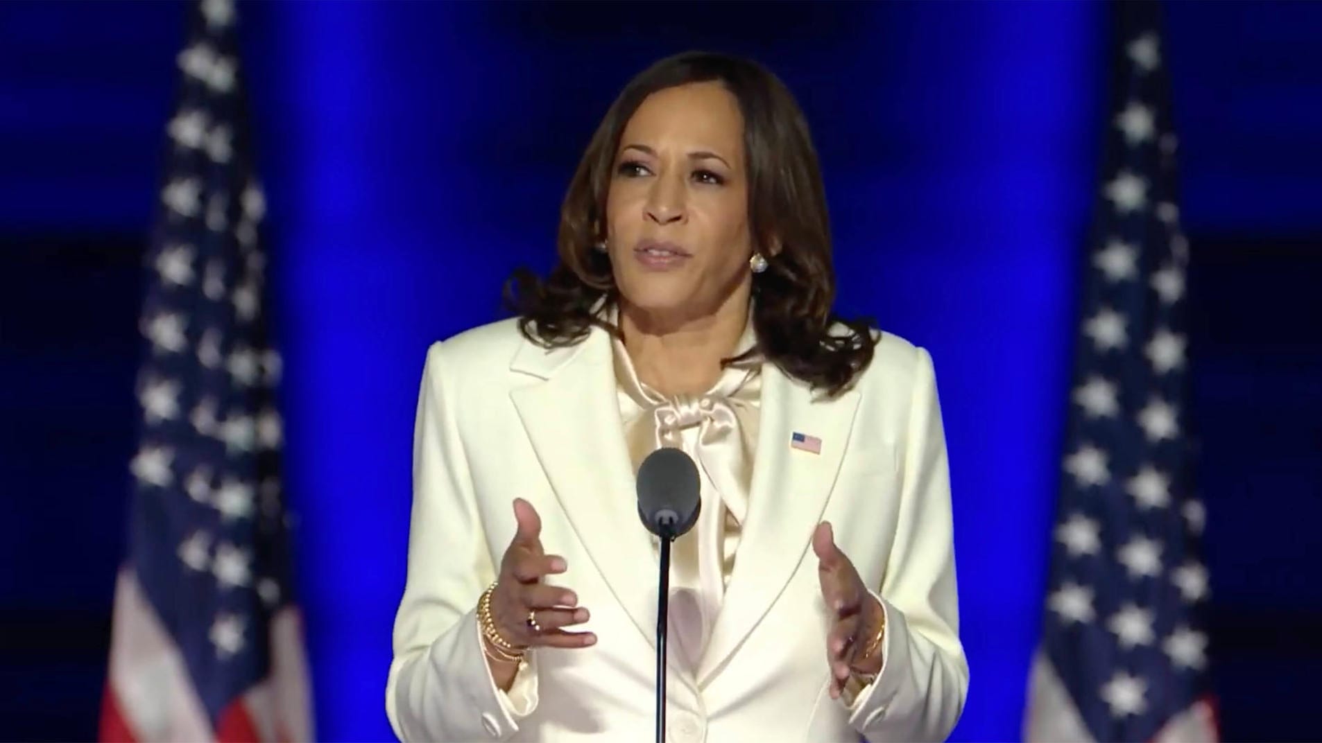 Kamala Harris: Die designierte Vizepräsidentin sprach vor Joe Biden in Wilmington.