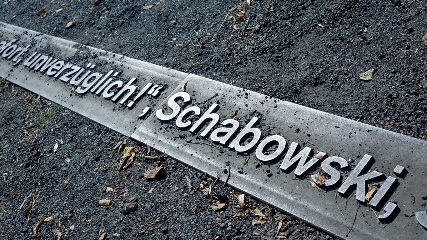 Ein Satz, der Geschichte machte: Gedenkstätte am Platz des 9. November 1989 in Berlin.