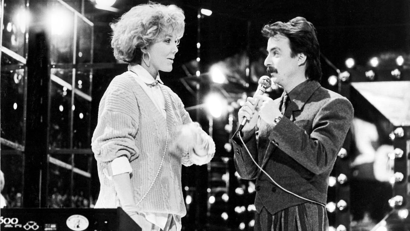 Inka Bause: Gemeinsam mit Jürgen Karney während der Fernsehsendung "Bong" im Jahr 1986.