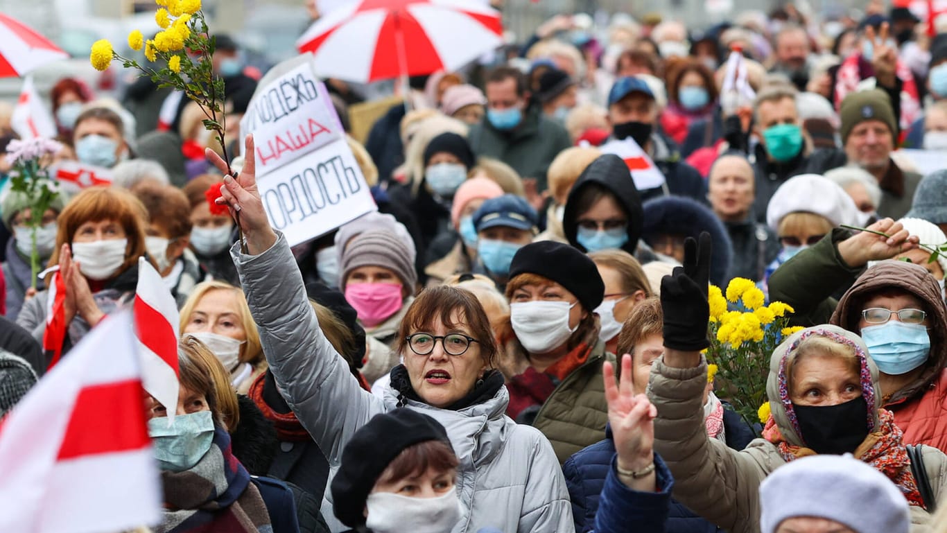 Demonstration in der Hauptstadt Minsk: Britische Diplomaten sollen Informationen über die Proteste in Belarus gesammelt haben.