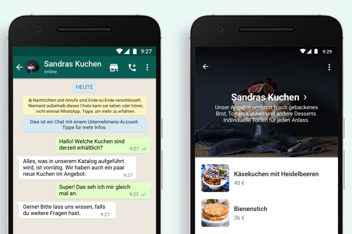 Der neue Shopping-Button von WhatsApp: Nutzer erhalten mit einem Klick auf das Schaufenstersymbol einen Überblick über Produkte.