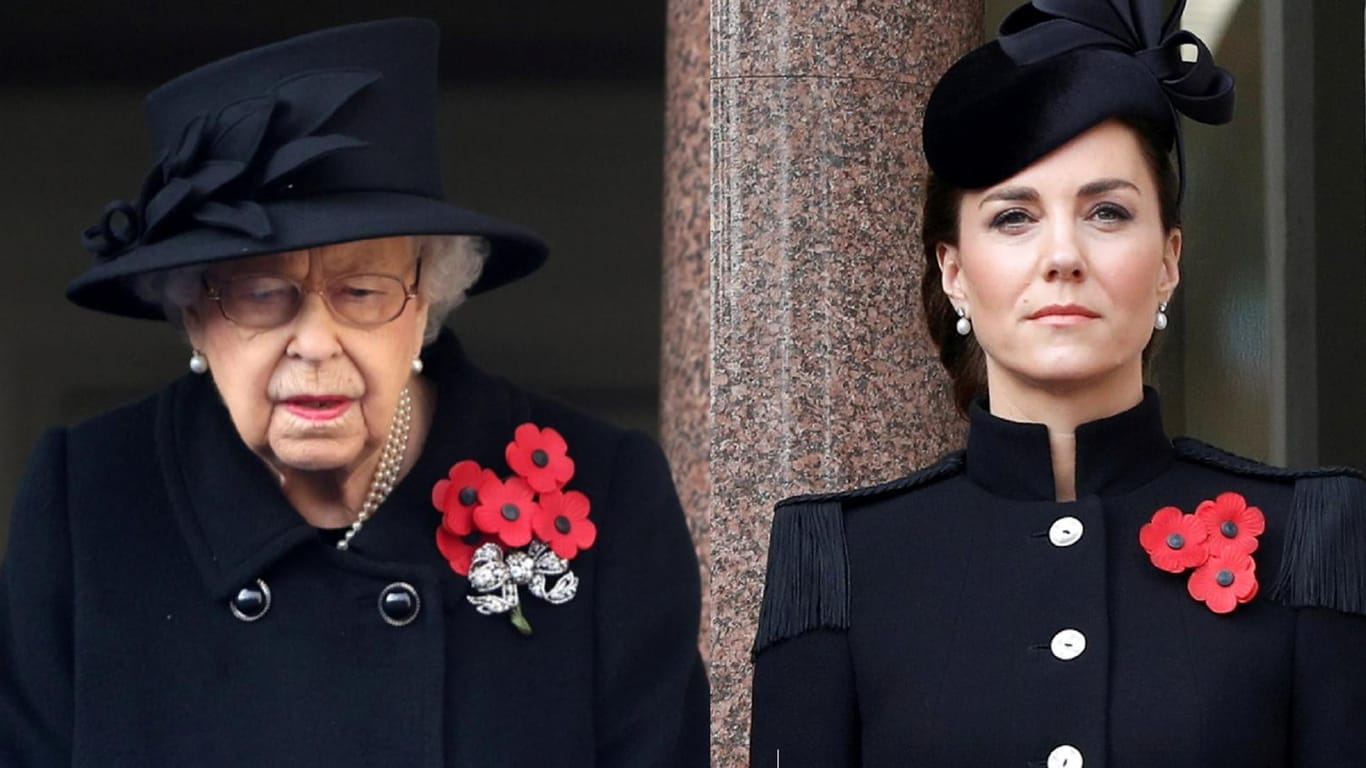 Die Queen und Kate: Sie standen beim "Remembrance Sunday" getrennt.