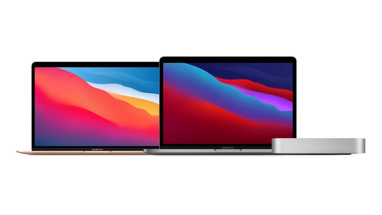 MacBook Air (l-r), MacBook Pro und Mac mini: Der Konzern wendet sich von Intel-Prozessoren ab.