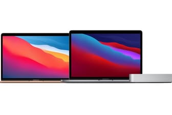 Das undatierte Foto zeigt ein MacBook Air (l-r), MacBook Pro und Mac mini.
