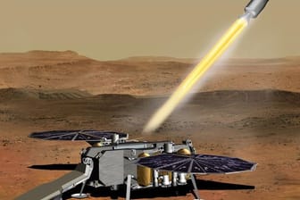 Eine undatierte grafische Darstellung zeigt, wie Kapseln mit Proben von der Oberfläche des Mars aus von einem Nasa-Roboter in die Umlaufbahn des Mars befördert werden könnten.