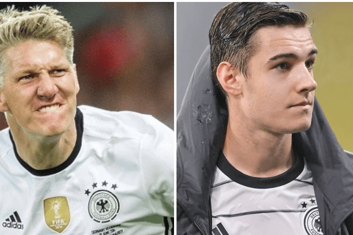 Bastian Schweinsteiger: Hat in der Nationalelf früher die Nummer 7 getragen, nun glänzt Florian Neuhaus (r.) darin.