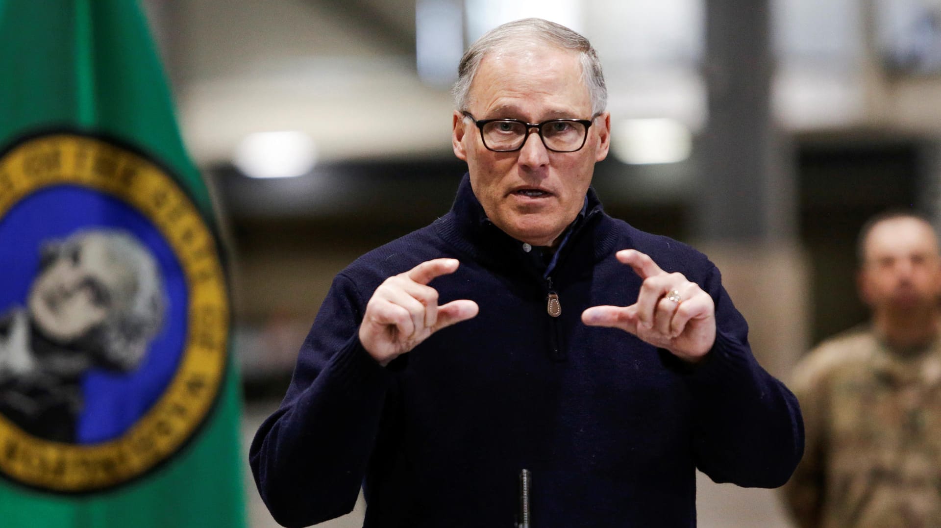 Jay Inslee, Gouverneur von Washington mit umweltpolitischer Agenda, bei einer Pressekonferenz in Seattle.