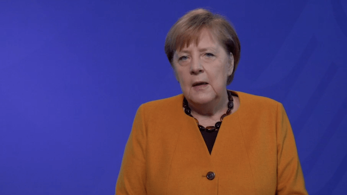 Kanzlerin Angela Merkel in ihrem Video-Podcast: "Das Virus wird noch eine ganze Weile unser Leben bestimmen. Das bedeutet auch, dass wir uns nicht unbeschwert direkt begegnen können."