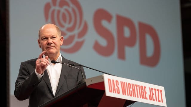Bundesfinanzminister Olaf Scholz (SPD) bei einem digitalen Parteitag der baden-württembergischen Sozialdemokraten in Stuttgart.