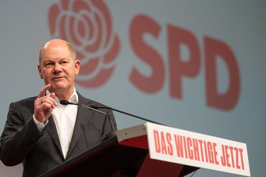 Bundesfinanzminister Olaf Scholz (SPD) bei einem digitalen Parteitag der baden-württembergischen Sozialdemokraten in Stuttgart.