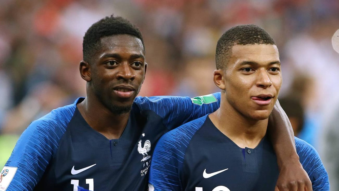 Hätten um ein Haar beim FC Barcelona zusammengespielt: Ousmane Dembele und Kylian Mbappe (v.l.) Hätten um ein Haar beim FC Barcelona zusammengespielt: Ousmane Dembele und Kylian Mbappe (v.l.)