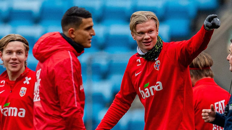 Erling Haaland: Der BVB-Spieler im Training mit der norwegischen Nationalmannschaft.