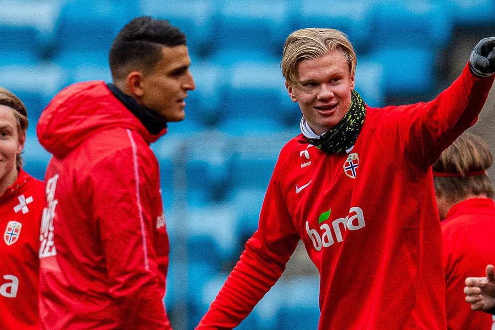 Erling Haaland: Der BVB-Spieler im Training mit der norwegischen Nationalmannschaft.