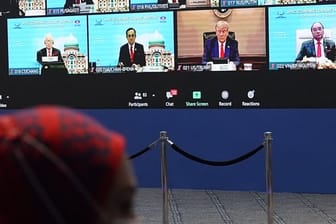 US-Präsident Trump war beim Asien-Pazifik-Gipfel per Video zugeschaltet.