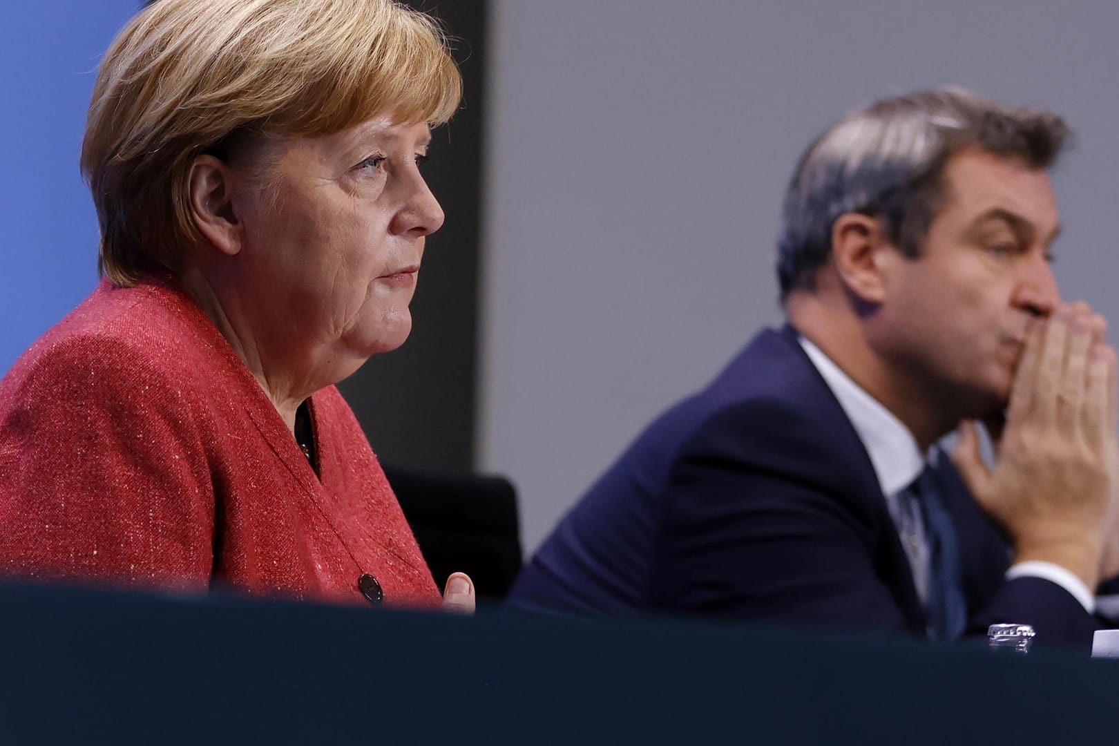 Angela Merkel und Markus Söder bei einer Pressekonferenz zum Coronavirus: In dieser Woche sollen neue Beschlüsse gefasst werden.