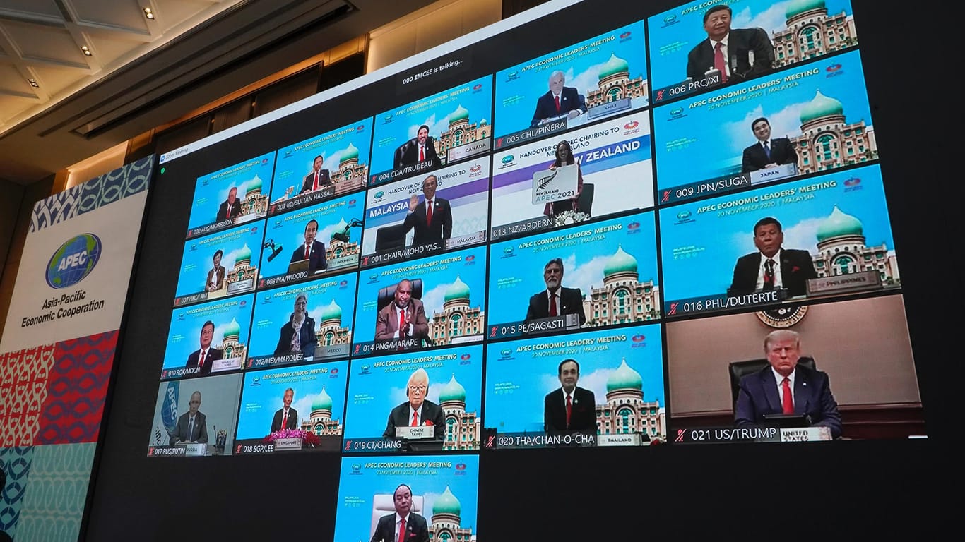 APEC-Gipfel in Malaysia: Wegen der Corona-Pandemie findet der Gipfel der 21 Mitglieder per Videokonferenz statt.
