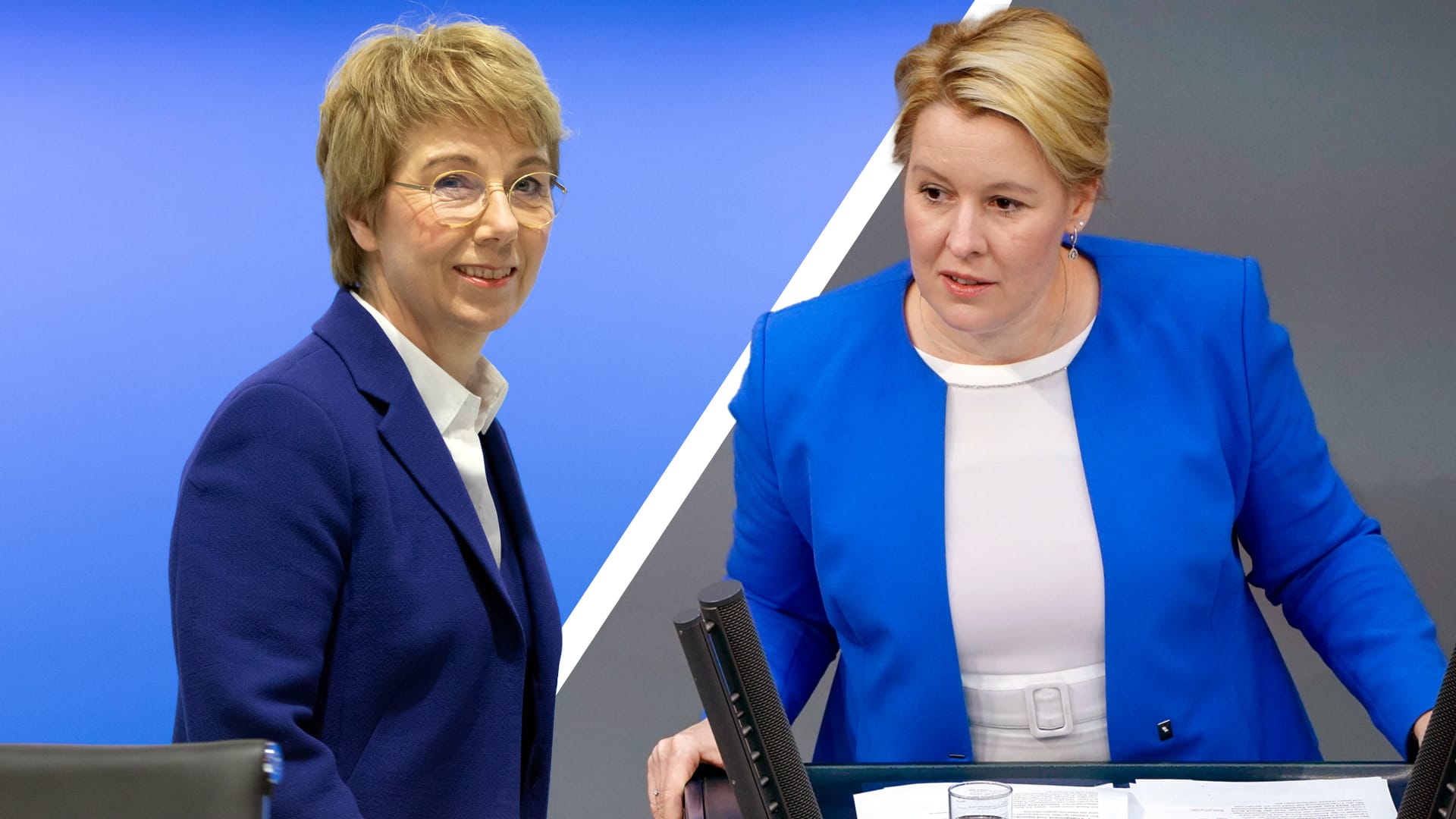 Martina Merz, Vorstandsvorsitzende von ThyssenKrupp und Franziska Giffey (r), Bundesfrauenministerin: Damit der Anteil von Frauen in Führungspositionen steigt, soll es künftig eine gesetzliche Regelung geben.