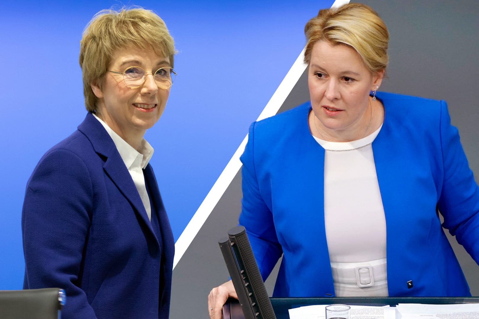 Martina Merz, Vorstandsvorsitzende von ThyssenKrupp und Franziska Giffey (r), Bundesfrauenministerin: Damit der Anteil von Frauen in Führungspositionen steigt, soll es künftig eine gesetzliche Regelung geben.