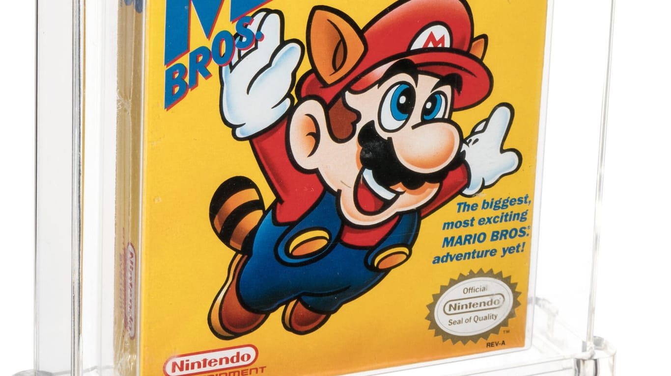 Original verpacktes "Super Mario Bros. 3"-Computerspiel aus dem Jahr 1990: Das Sammlerstück ist bei einer Auktion in den USA für eine Rekordsumme versteigert worden.