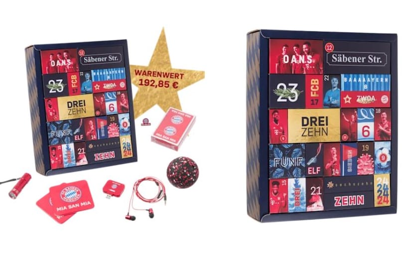 Screenshot aus dem FC Bayern Fanshop: Der Adventskalender hat einen peinlichen Rechtschreibfehler.