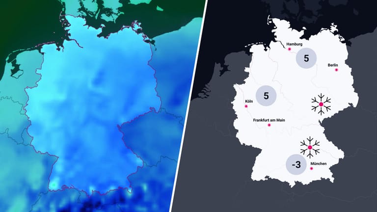 Bodenfrost und eisige Temperaturen: Diese Wetter-Animation zeigt, wo in den kommenden Tagen gefährliche Glätte droht.