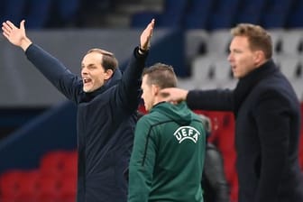 PSG-Coach Thomas Tuchel (l) besiegte RB Leipzig in der Champions League mit 1:0.