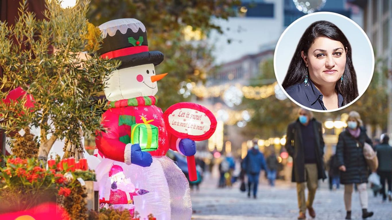 Weihnachtsdeko in einer deutschen Einkaufsstraße: Dass für das Weihnachtsfest die Corona-Regeln gelockert werden, sieht Kolumnistin Lamya Kaddor kritisch.