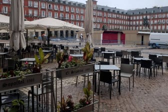 Leerer Platz in Madrid: Dort wird normalerweise ein Weihnachtsmarkt aufgebaut.