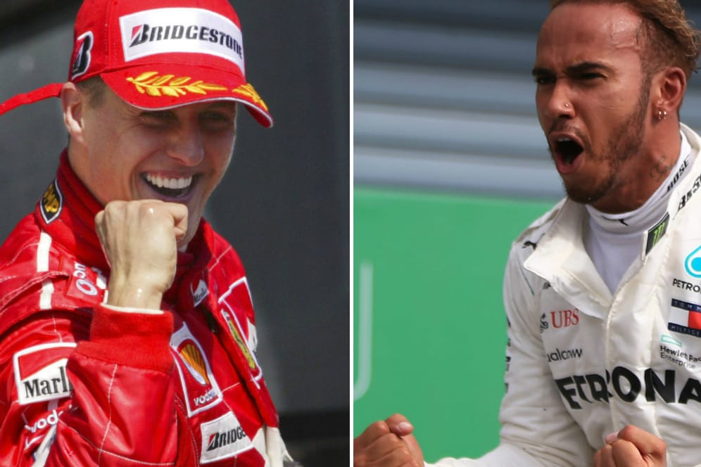 Rekordweltmeister: Michael Schumacher (l.) wurde von Lewis Hamilton eingeholt.
