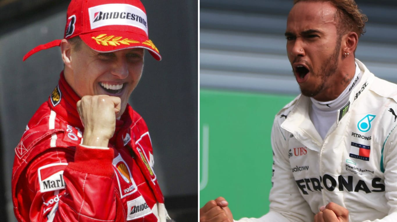 Rekordweltmeister: Michael Schumacher (l.) wurde von Lewis Hamilton eingeholt.