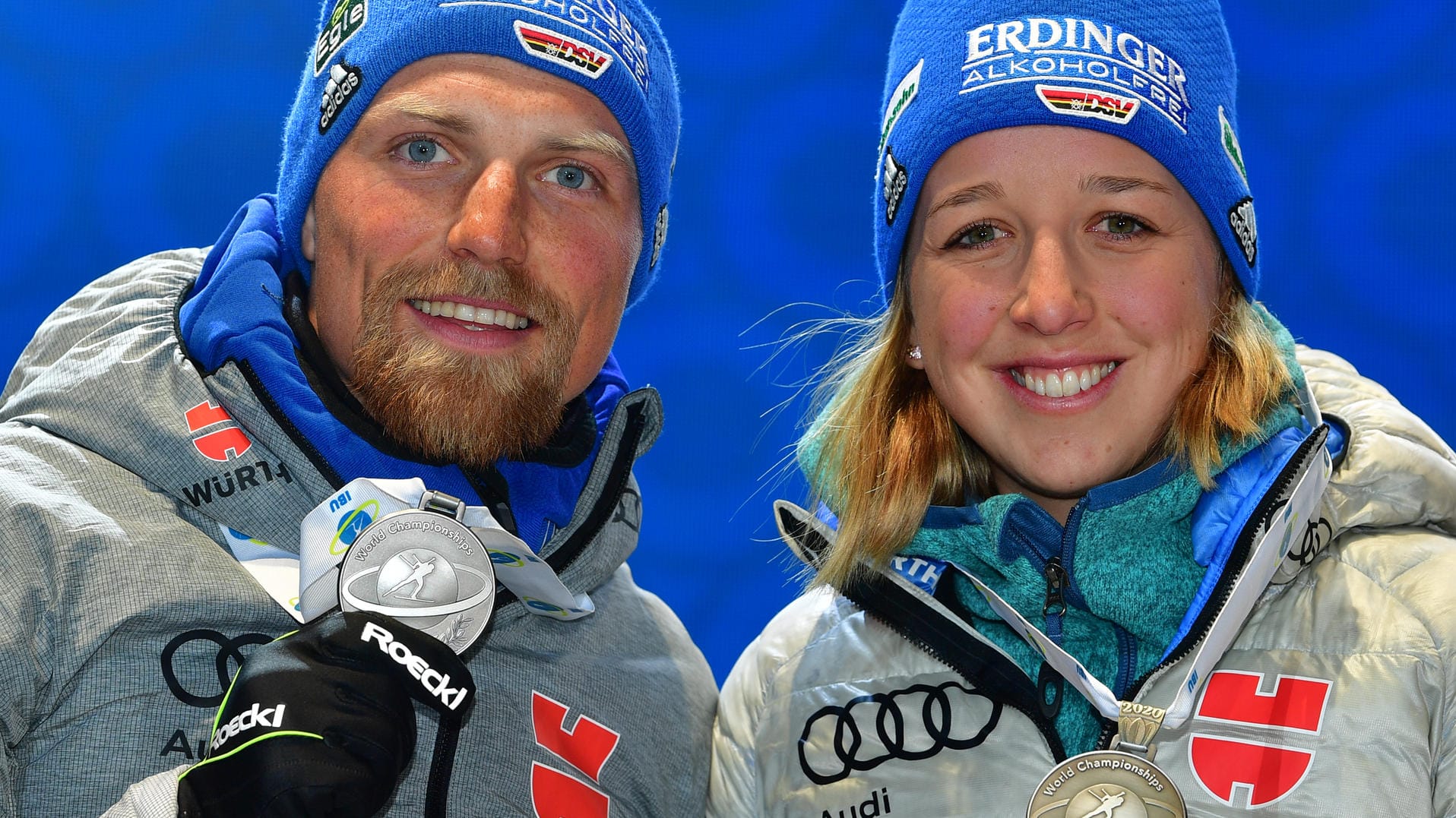 Bei der WM 2020 in Antholz holte Erik Lesser gemeinsam mit Franziska Preuß Silber in der Single-Mixed-Staffel.