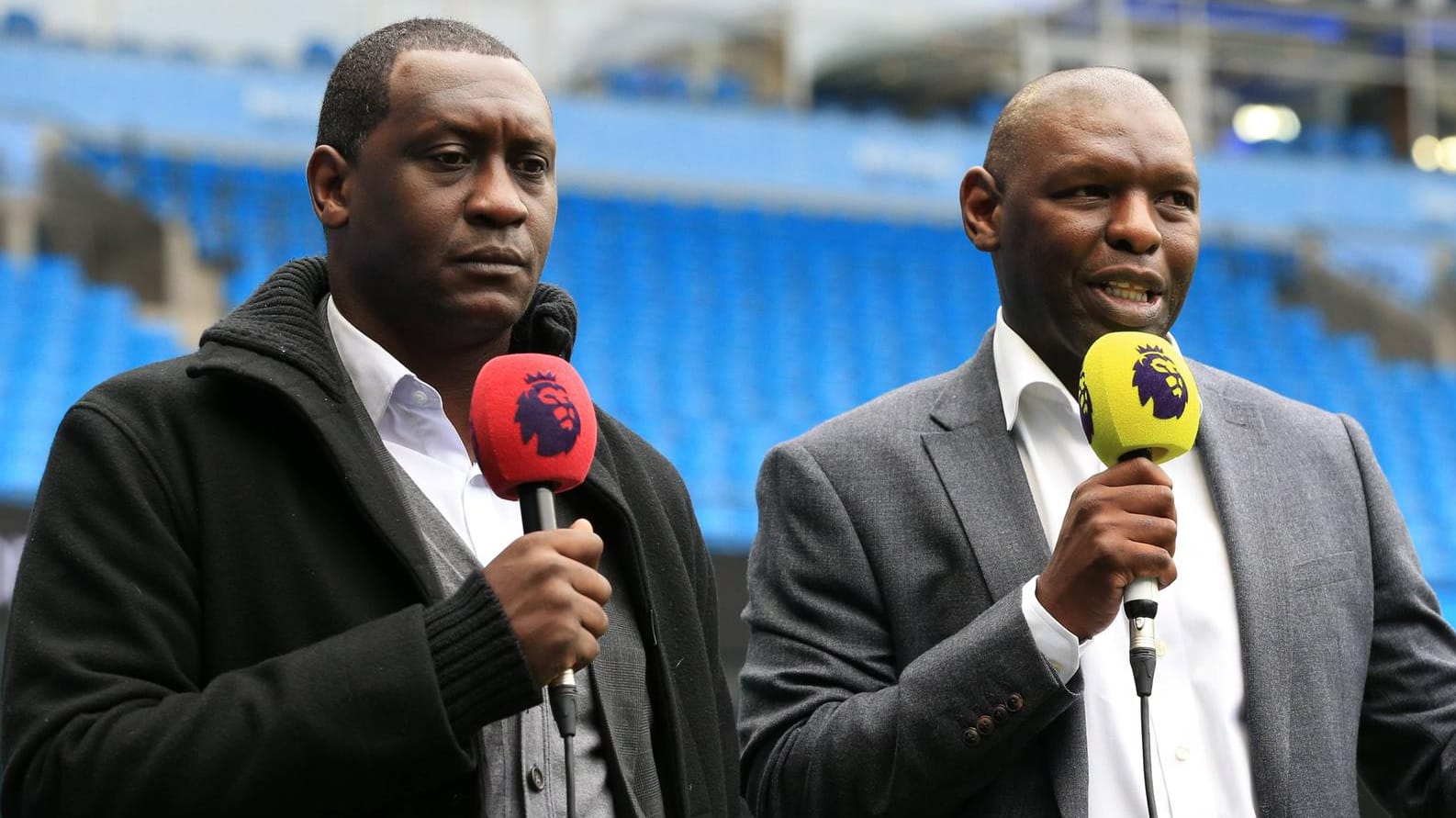 Emile Heskey (l.) arbeitet inzwischen oft als TV-Experte und ist dazu Botschafter der Frauenmannschaft von Leicester City.