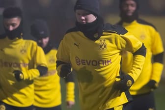 Die Spieler von Borussia Dortmund beim Abschlusstraining für das Spiel gegen Lazio.