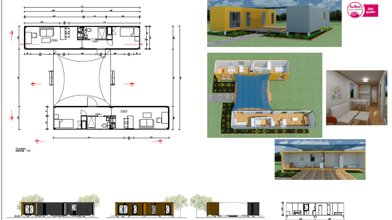 Die Pläne für die Tiny Houses. Sie sollen in Kiel-Wik aufgestellt werden.