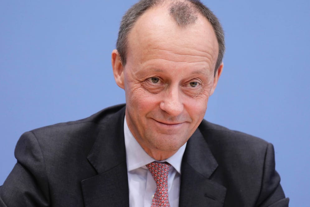 Berlin: Friedrich Merz bei einer Pressekonferenz.